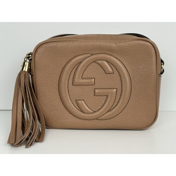 Gucci Soho Disco Small Leather Crossbody Bag Beige B-6 - Picture 2 of 16